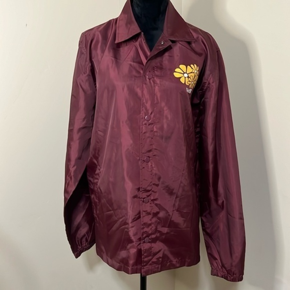 Neff Jacket Burgundy Snap Floral Windbreaker Skater Long Sleeve Men’s Size L